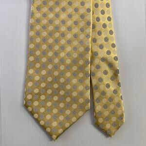ERMENEGILDO ZEGNA Yellow Black Abstract Silk Tie